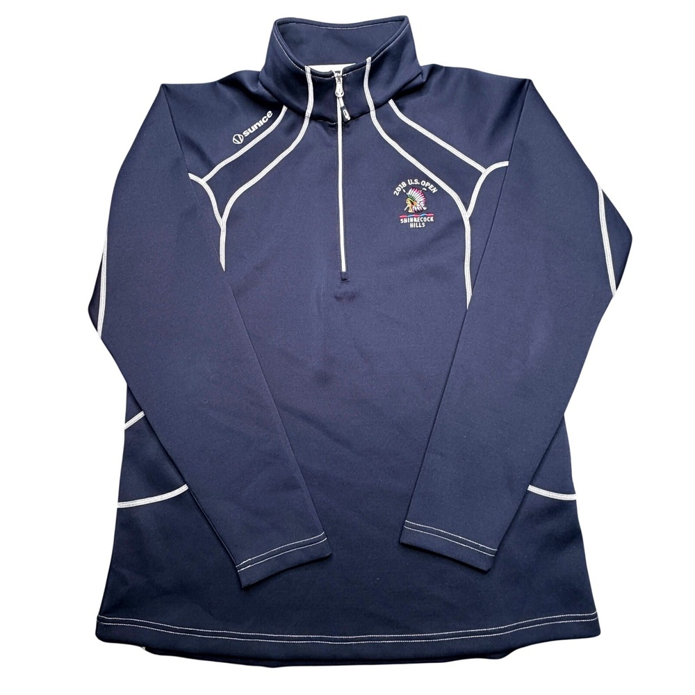 Sunice 1/4 Zip Pullover Women XL Navy 2018 US Open Shinnecock Hills Golf Stretch